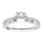 14K White Gold 3-Stone Diamond Peg Set Includes 2-Baquette Side Stones Engagement Ring, No Head