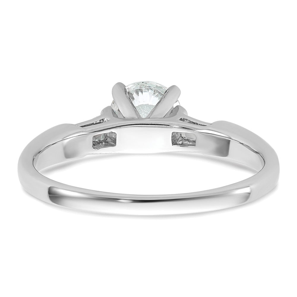 14K White Gold 3-Stone Diamond Peg Set Includes 2-Baquette Side Stones Engagement Ring, No Head