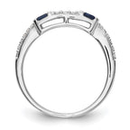 14k White Gold 1/10 carat Diamond and Sapphire Complete Wedding Band