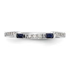 14k White Gold 1/10 carat Diamond and Sapphire Complete Wedding Band