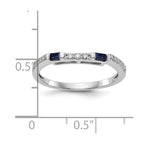 14k White Gold 1/10 carat Diamond and Sapphire Complete Wedding Band