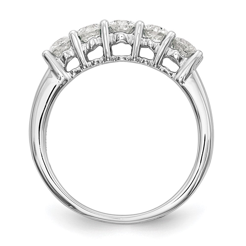 14K White Gold 5-Stone 7/8 carat Diamond Complete Wedding Band