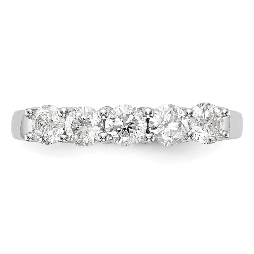 14K White Gold 5-Stone 7/8 carat Diamond Complete Wedding Band