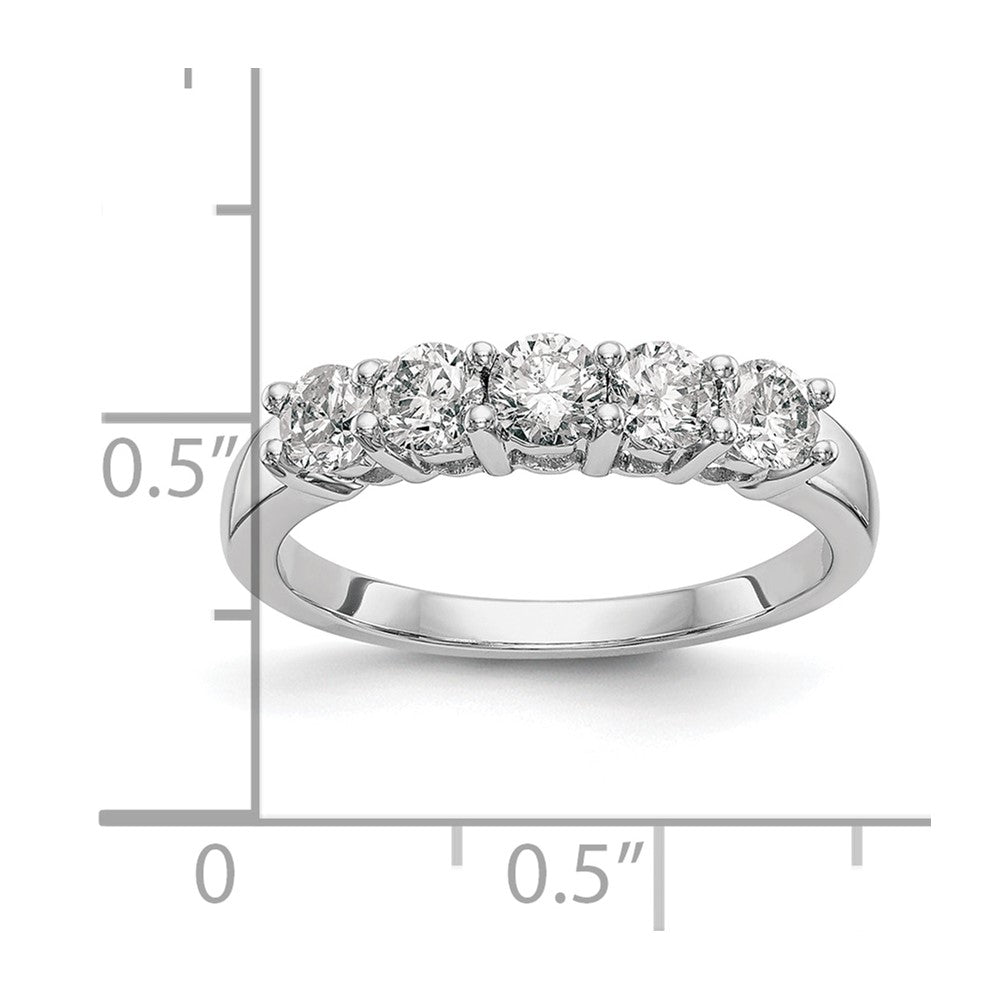 14K White Gold 5-Stone 7/8 carat Diamond Complete Wedding Band