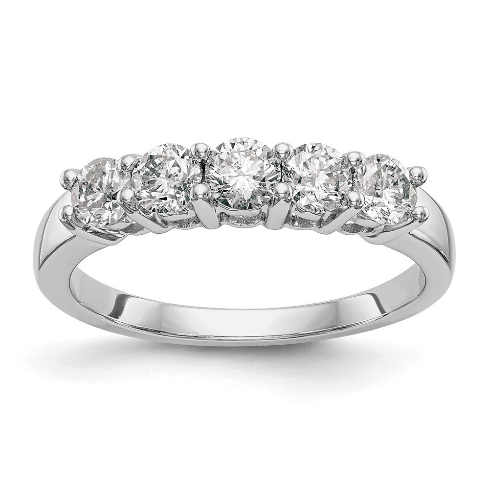 14K White Gold 5-Stone 7/8 carat Diamond Complete Wedding Band