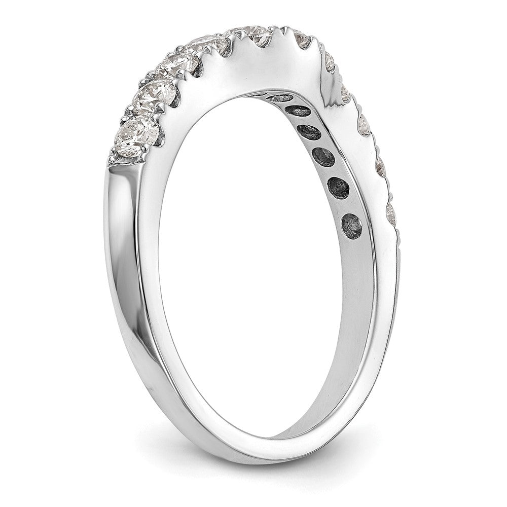 14K White Gold 3/4 carat Diamond Contoured Complete Wedding Band