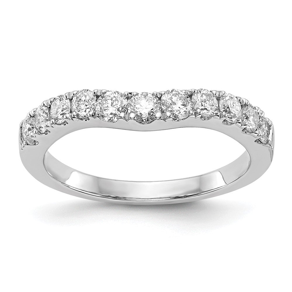 14K White Gold 3/4 carat Diamond Contoured Complete Wedding Band