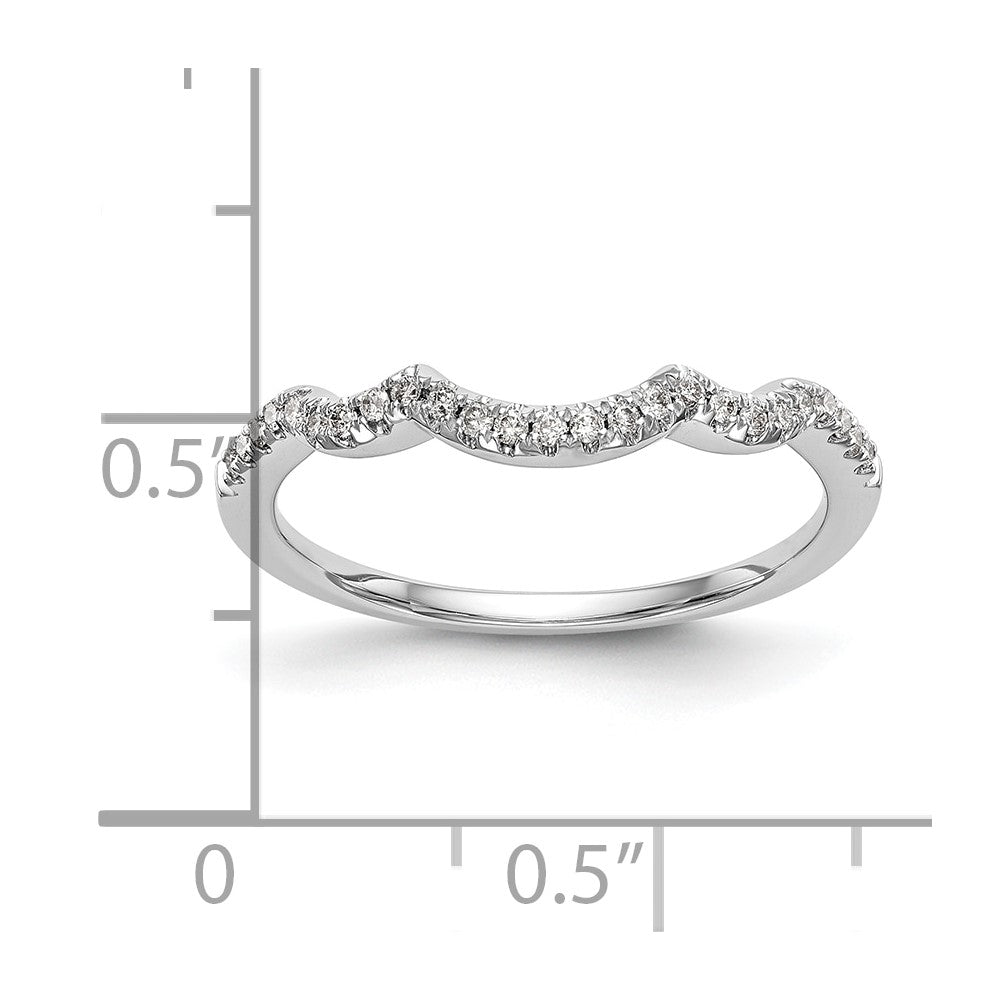 14K White Gold 1/8 carat Diamond Contoured Complete Wedding Band