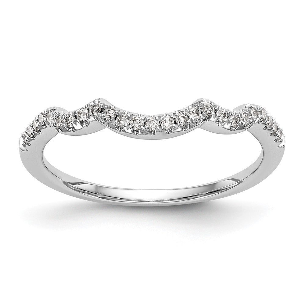 14K White Gold 1/8 carat Diamond Contoured Complete Wedding Band
