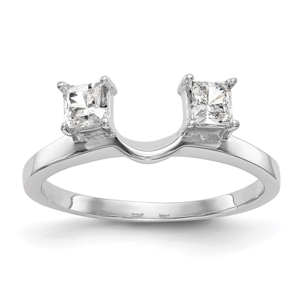 14K White Gold 1/2 carat Princess Diamond Complete Wrap Ring