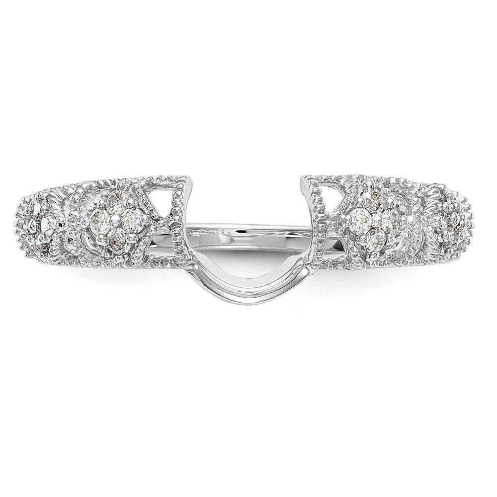 14K White Gold Filigree 1/10 carat Diamond Complete Wrap Ring