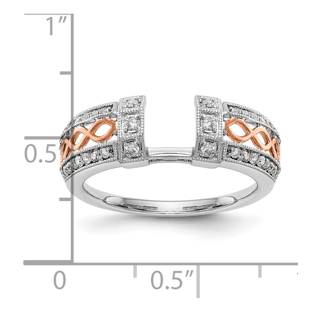14K White Gold and Rose Gold 1/4 carat Diamond Complete Wrap Ring