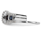 14K White Gold 3/8 carat Diamond and Blue Sapphire Complete Wrap Ring