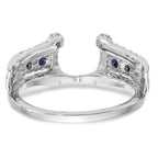 14K White Gold 3/8 carat Diamond and Blue Sapphire Complete Wrap Ring