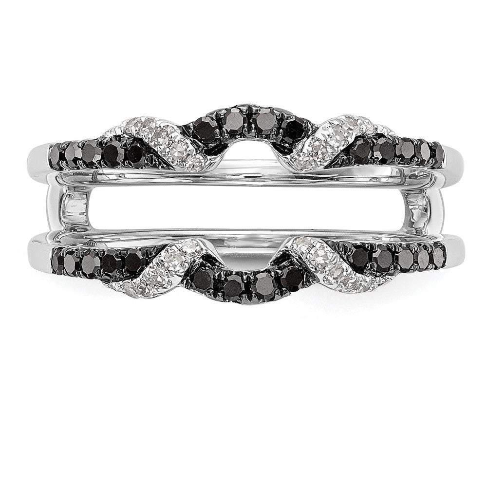 14K White Gold 1/3 carat Black and White Diamond Complete Ring Guard