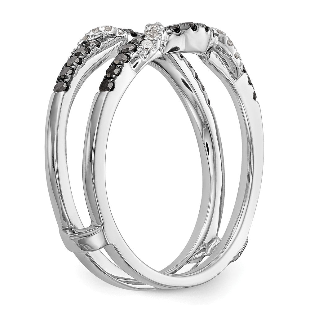 14K White Gold 1/3 carat Black and White Diamond Complete Ring Guard