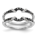 14K White Gold 1/3 carat Black and White Diamond Complete Ring Guard