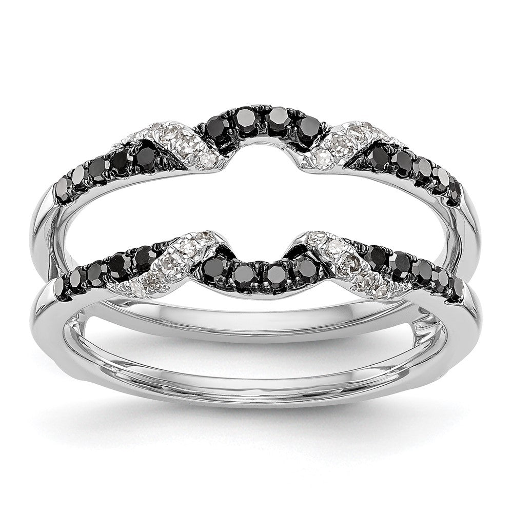 14K White Gold 1/3 carat Black and White Diamond Complete Ring Guard