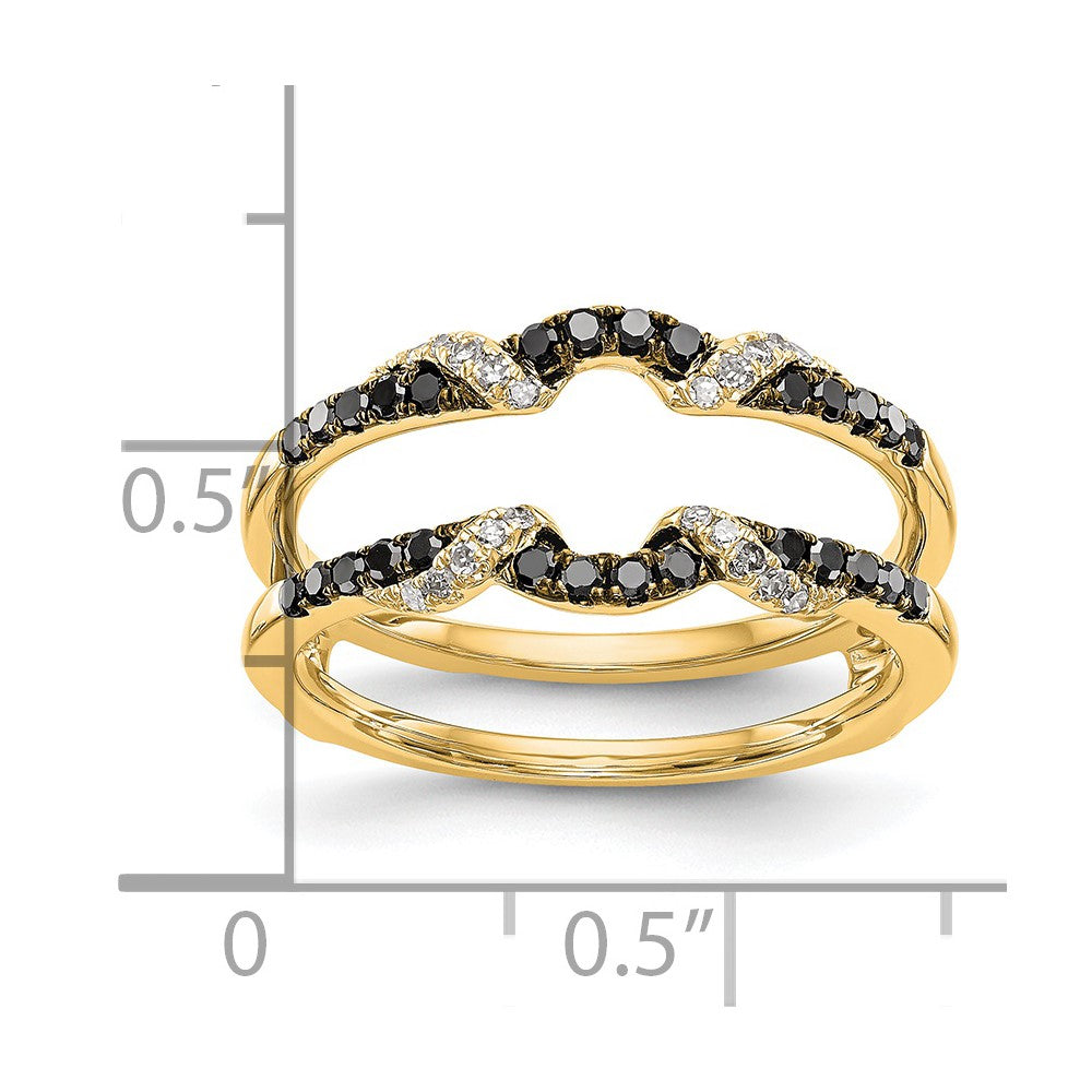 14K Yellow Gold Black & White Diamond Guard