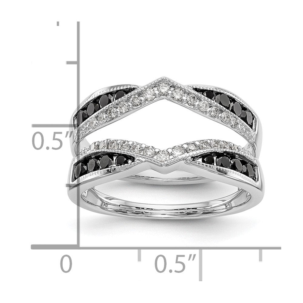 14K White Gold 3/4 carat Black and White Diamond Complete Ring Guard