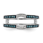 14K White Gold 1/4 carat Blue and White Diamond with Black Rhodium Complete Ring Guard
