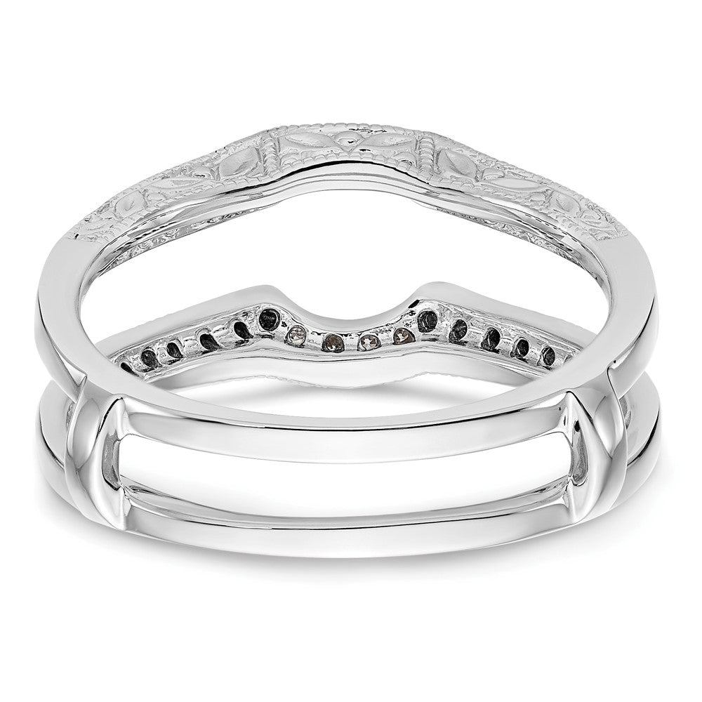 14K White Gold 1/4 carat Blue and White Diamond with Black Rhodium Complete Ring Guard