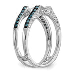 14K White Gold 1/4 carat Blue and White Diamond with Black Rhodium Complete Ring Guard