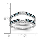 14K White Gold 1/4 carat Blue and White Diamond with Black Rhodium Complete Ring Guard