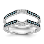 14K White Gold 1/4 carat Blue and White Diamond with Black Rhodium Complete Ring Guard