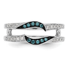 14K White Gold 1/5 carat Blue and White Diamond with Black Rhodium Complete Ring Guard
