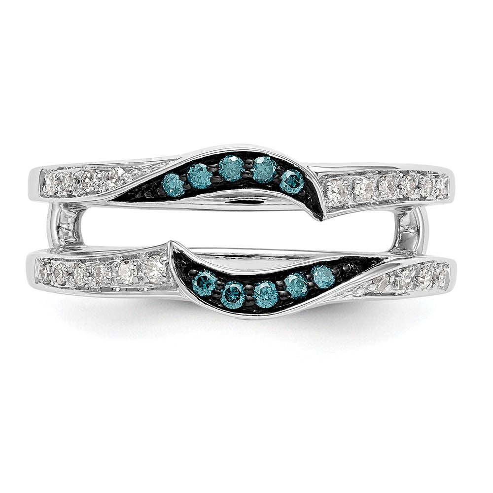 14K White Gold 1/5 carat Blue and White Diamond with Black Rhodium Complete Ring Guard