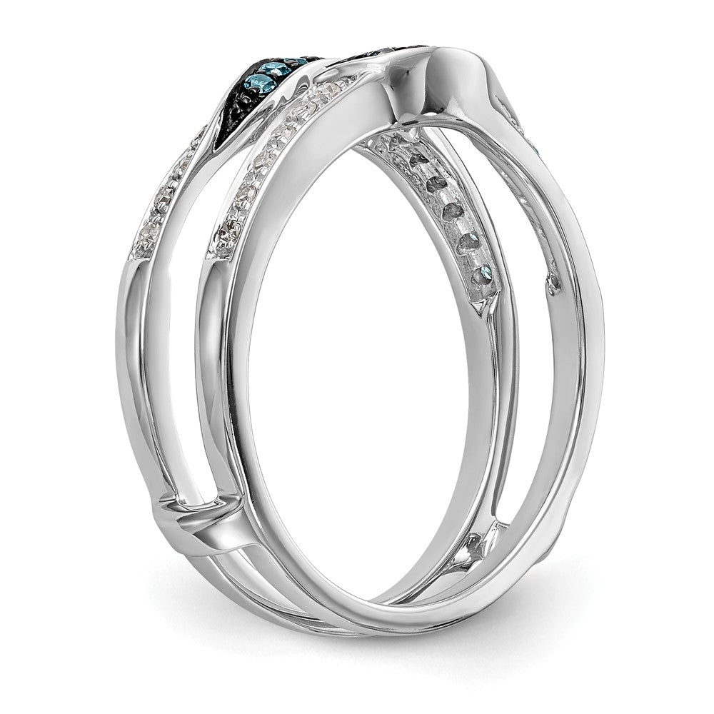 14K White Gold 1/5 carat Blue and White Diamond with Black Rhodium Complete Ring Guard