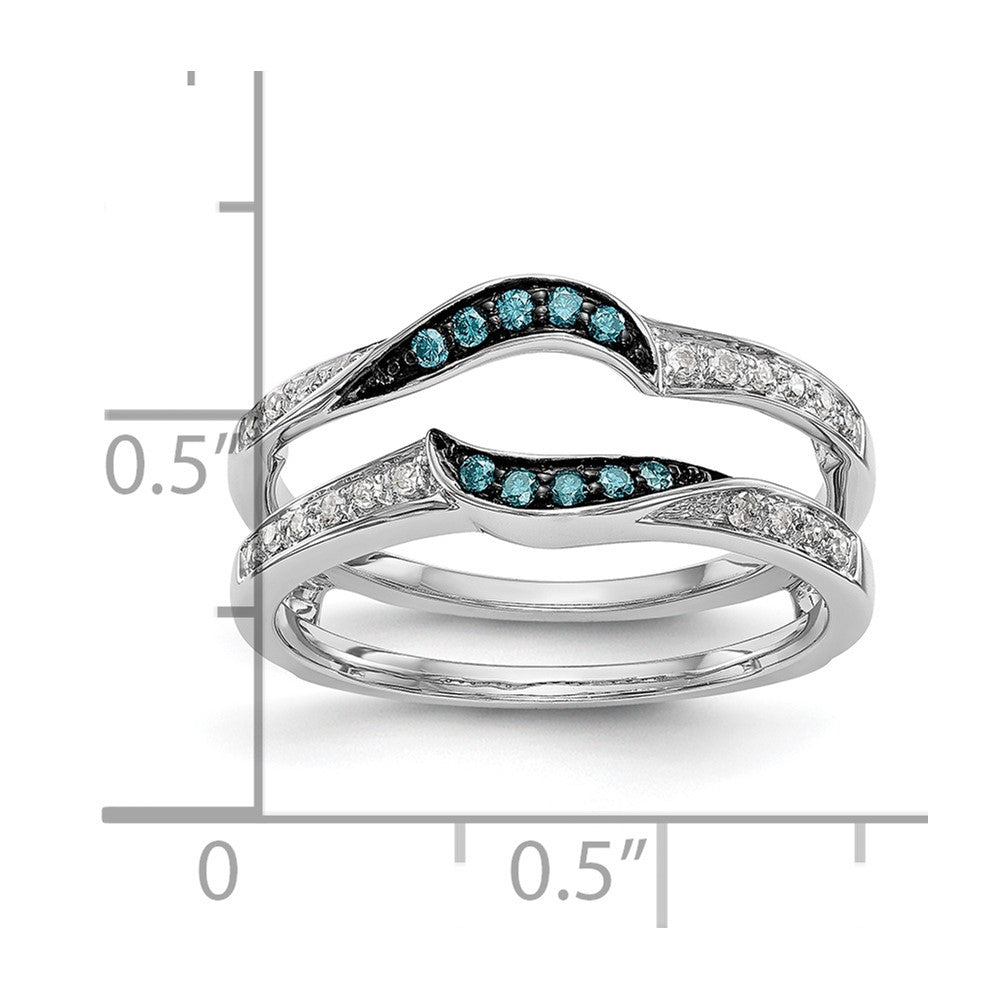 14K White Gold 1/5 carat Blue and White Diamond with Black Rhodium Complete Ring Guard