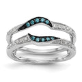 14K White Gold 1/5 carat Blue and White Diamond with Black Rhodium Complete Ring Guard