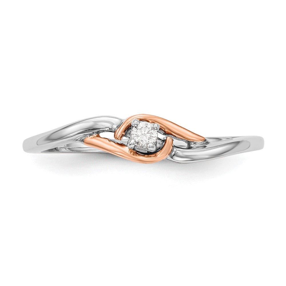 First Promise 14k White and Rose Gold 1/20 carat Round Diamond Complete Promise/Engagement Ring