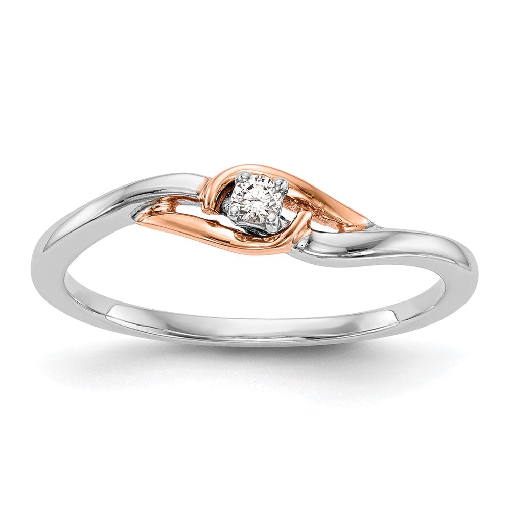 First Promise 14k White and Rose Gold 1/20 carat Round Diamond Complete Promise/Engagement Ring