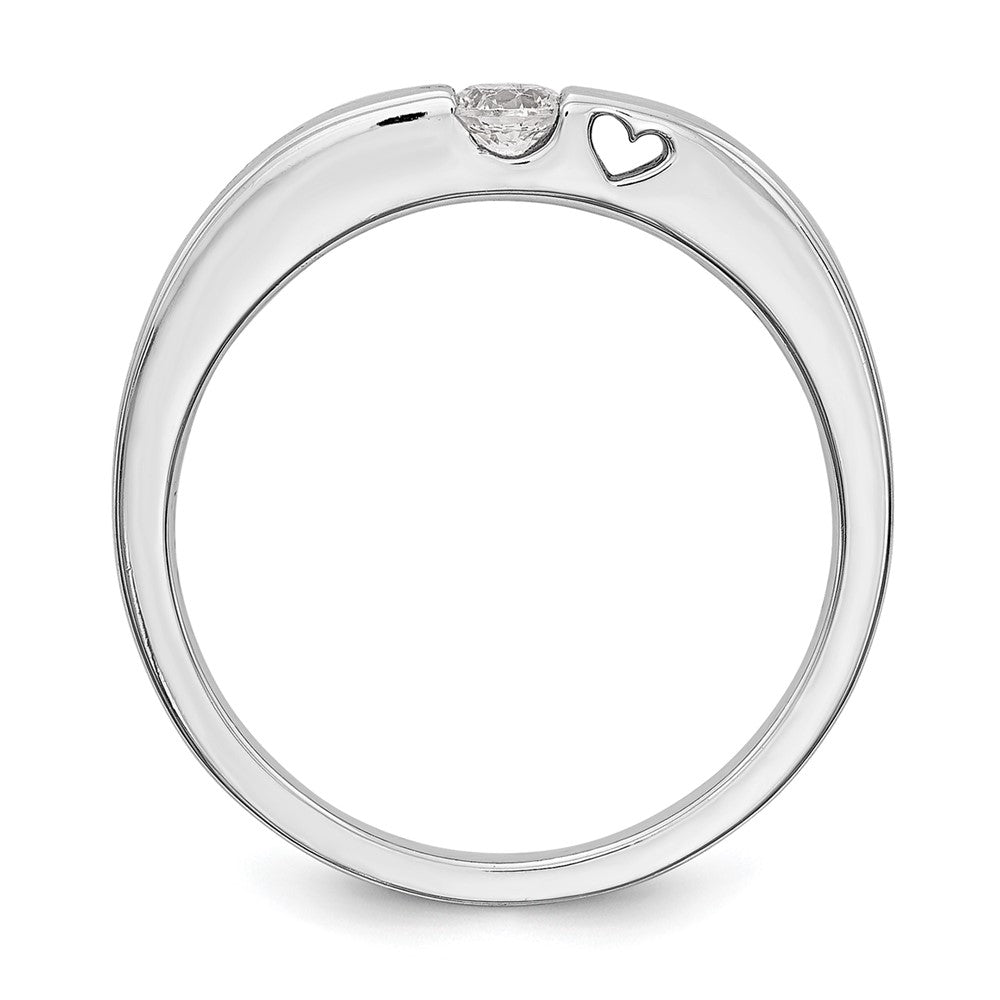 First Promise 14k White Gold Heart Shank 1/10 carat Round Diamond Complete Promise/Engagement Ring