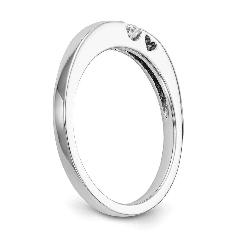 First Promise 14k White Gold Heart Shank 1/10 carat Round Diamond Complete Promise/Engagement Ring