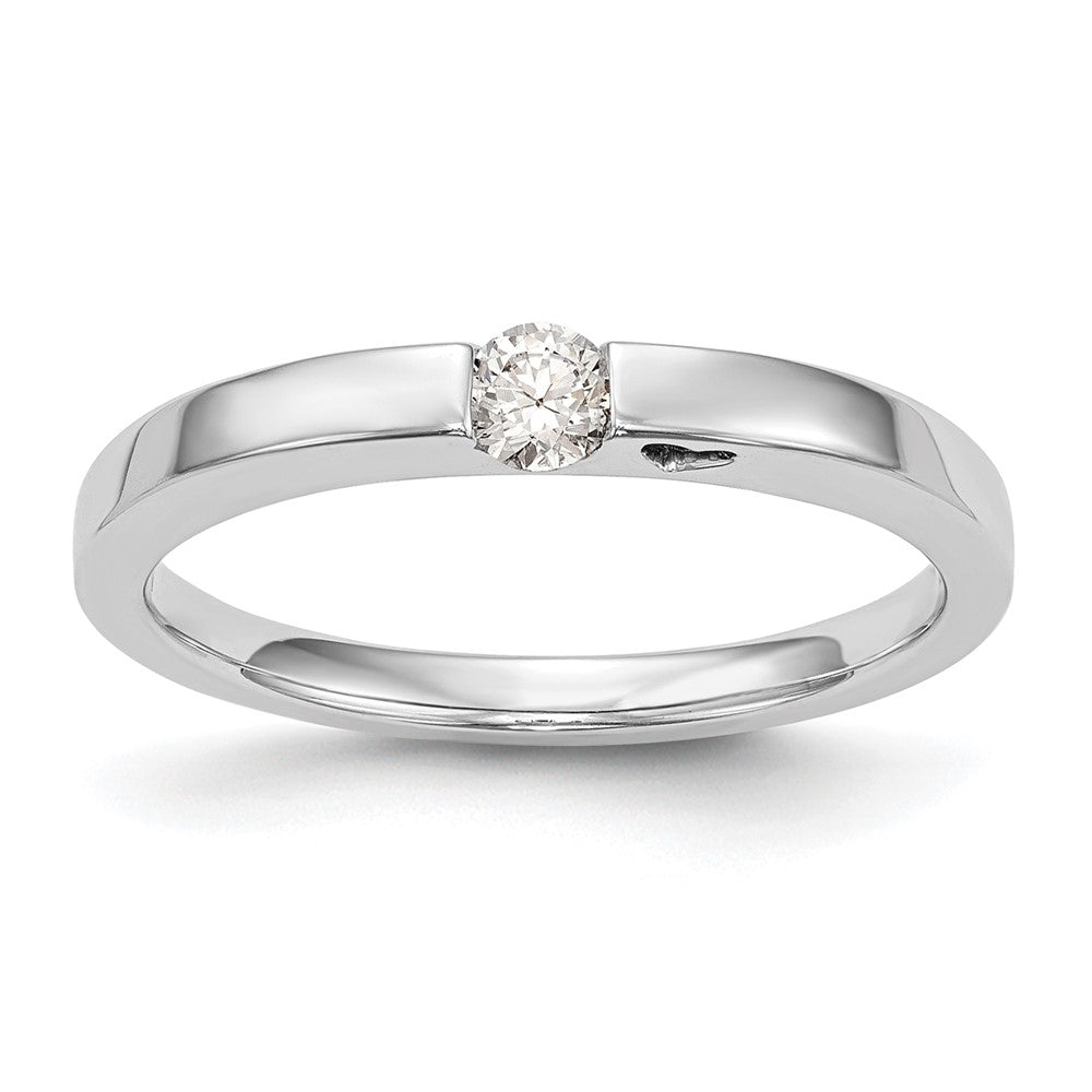 First Promise 14k White Gold Heart Shank 1/10 carat Round Diamond Complete Promise/Engagement Ring