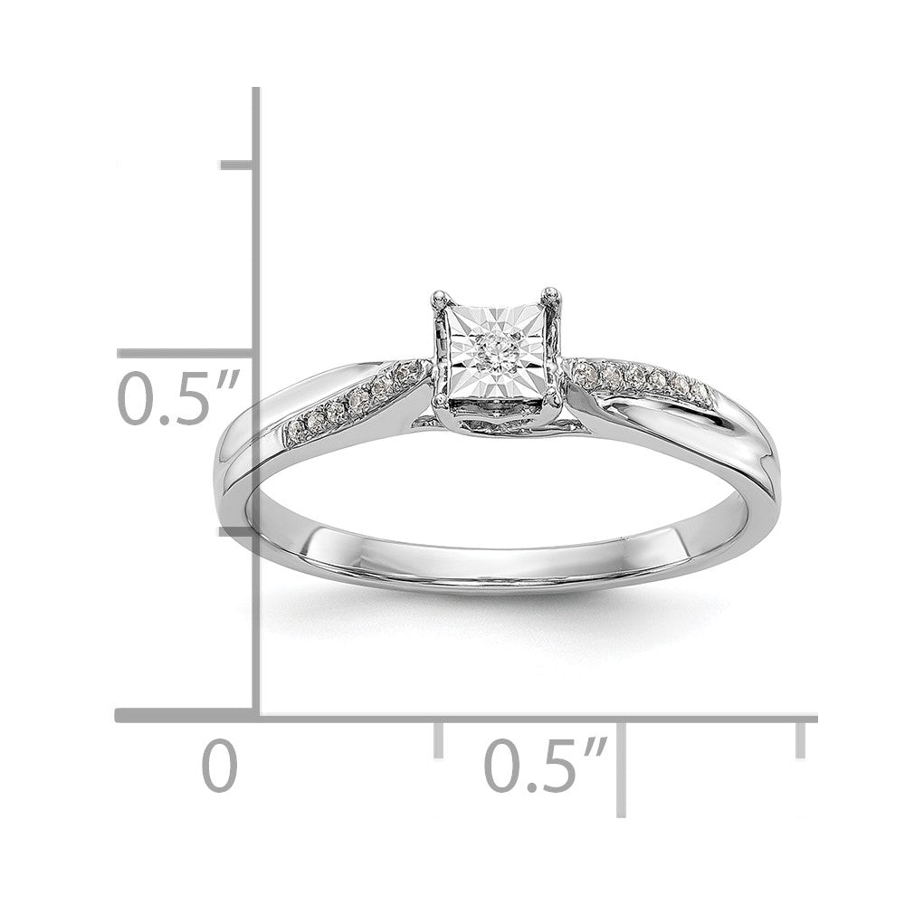 First Promise 14k White Gold Square Illusion 1/20 carat Round Diamond Complete Promise/Engagement Ring