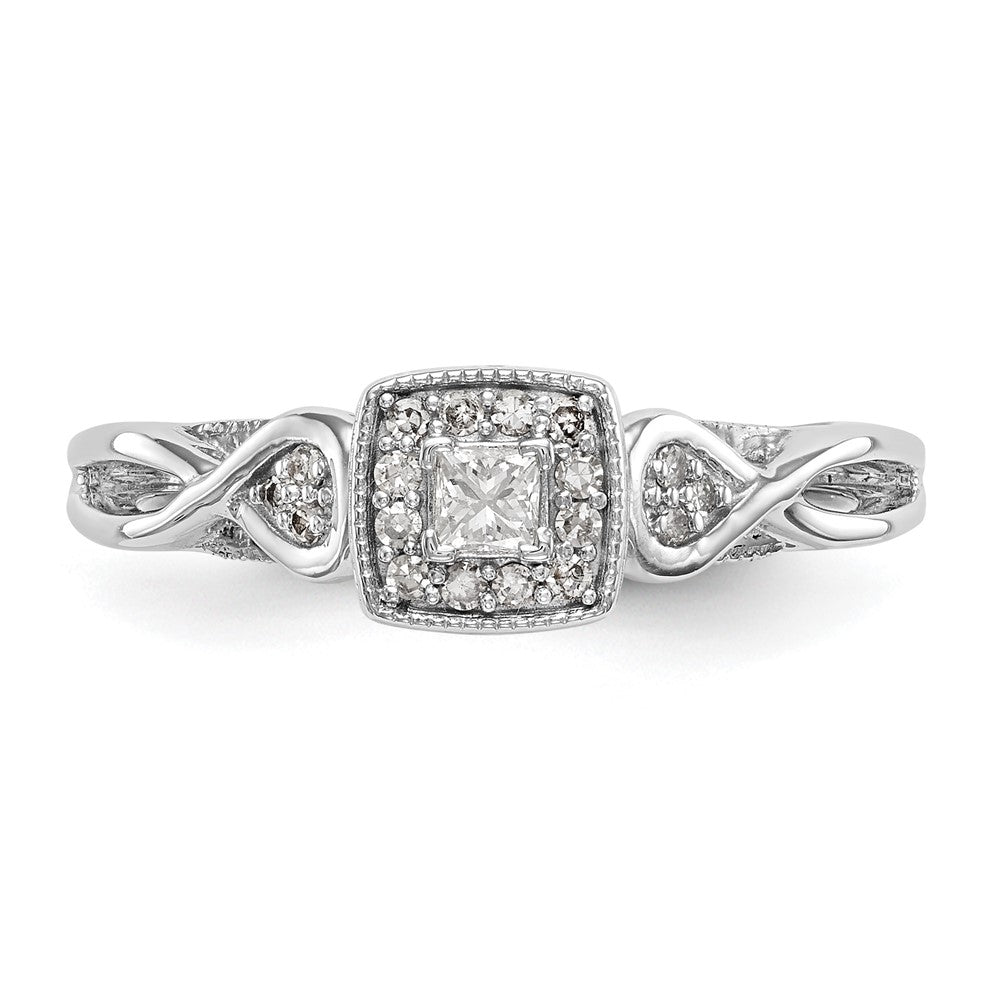 First Promise 14k White Gold Criss-Cross 1/5 carat Round Diamond Complete Promise/Engagement Ring