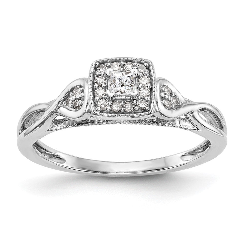 First Promise 14k White Gold Criss-Cross 1/5 carat Round Diamond Complete Promise/Engagement Ring