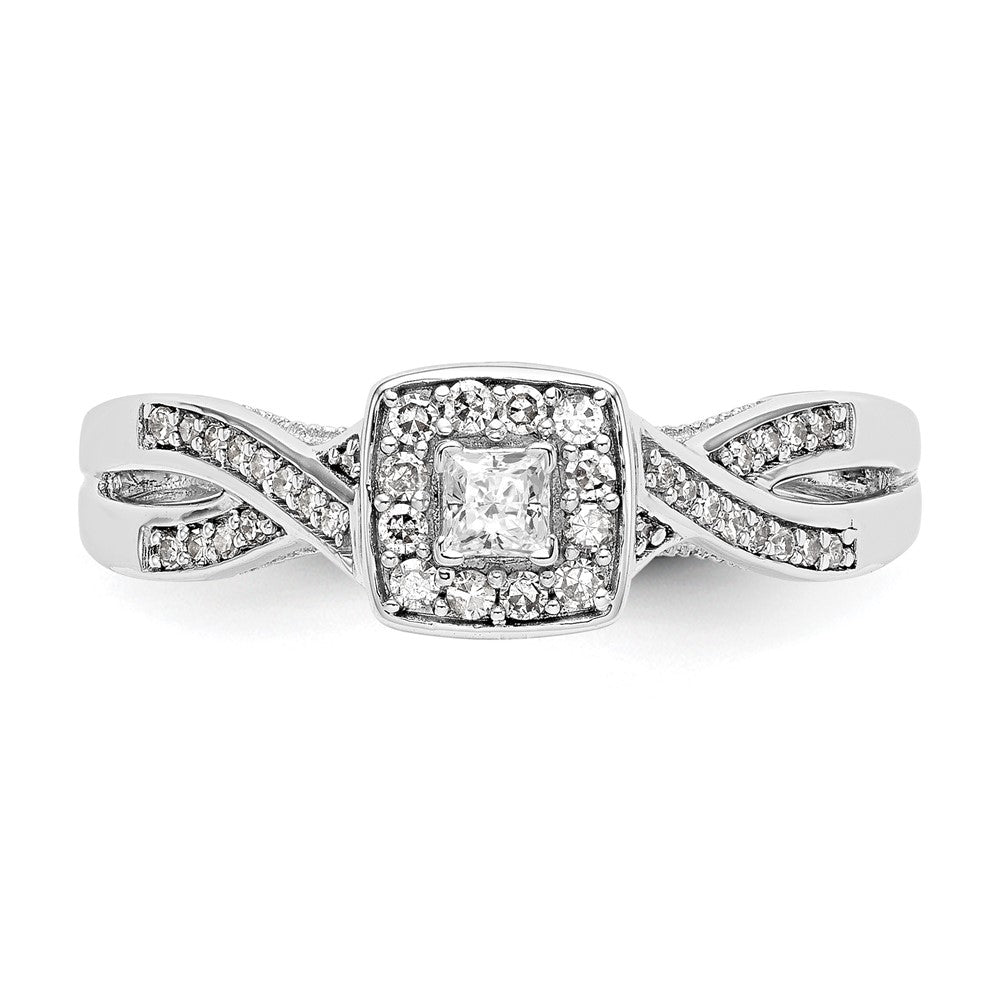 First Promise 14k White Gold Criss-Cross 1/3 carat Round Diamond Complete Promise/Engagement Ring