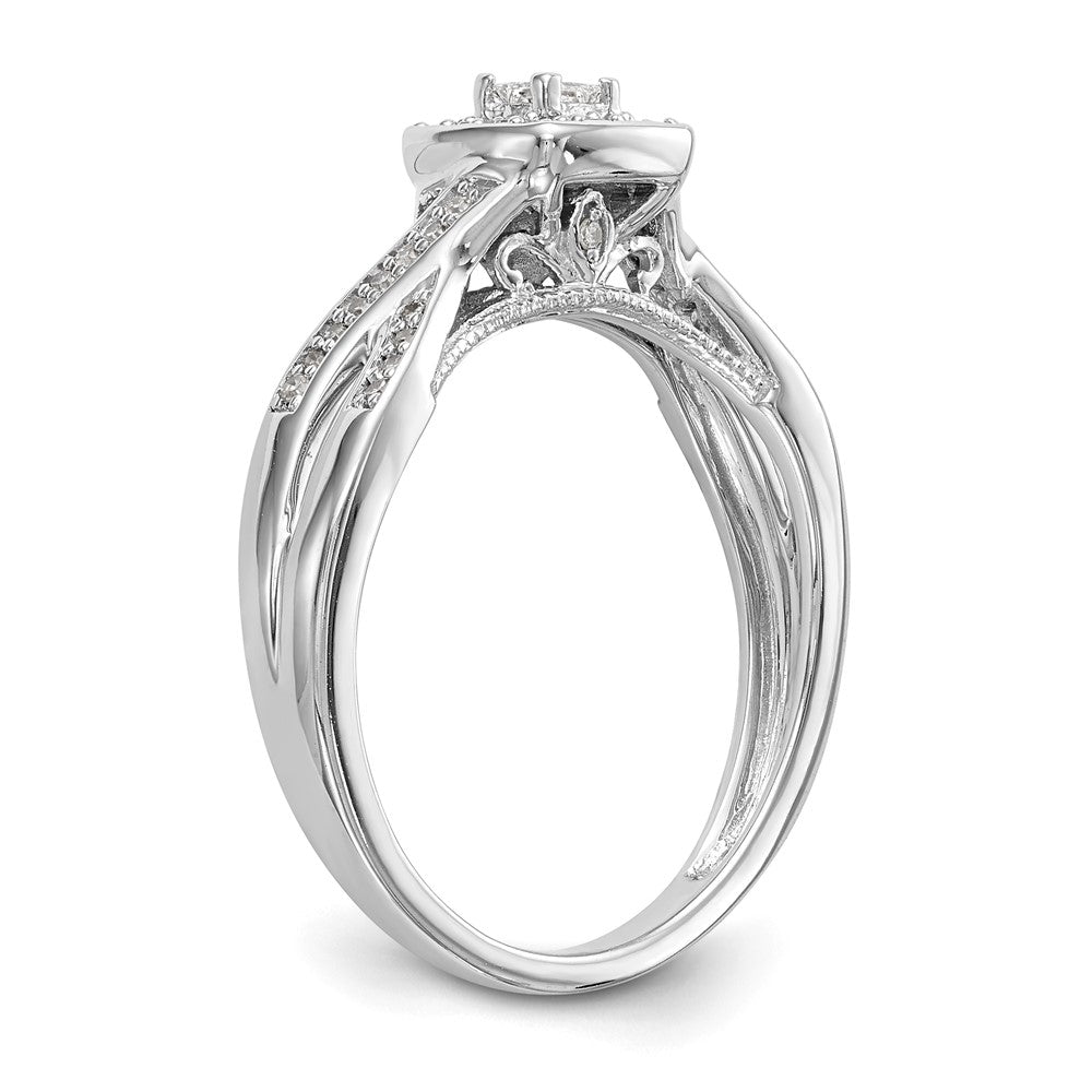 First Promise 14k White Gold Criss-Cross 1/3 carat Round Diamond Complete Promise/Engagement Ring