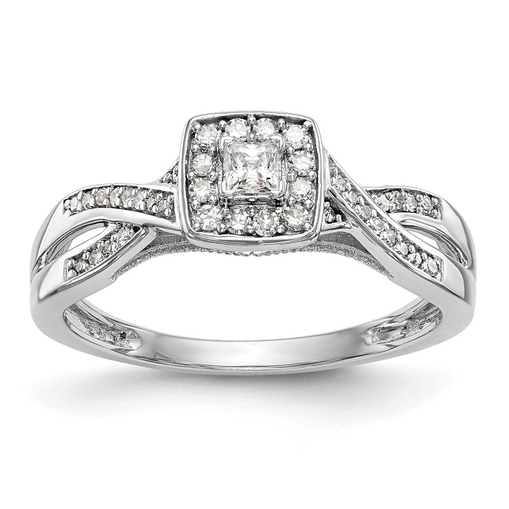 First Promise 14k White Gold Criss-Cross 1/3 carat Round Diamond Complete Promise/Engagement Ring