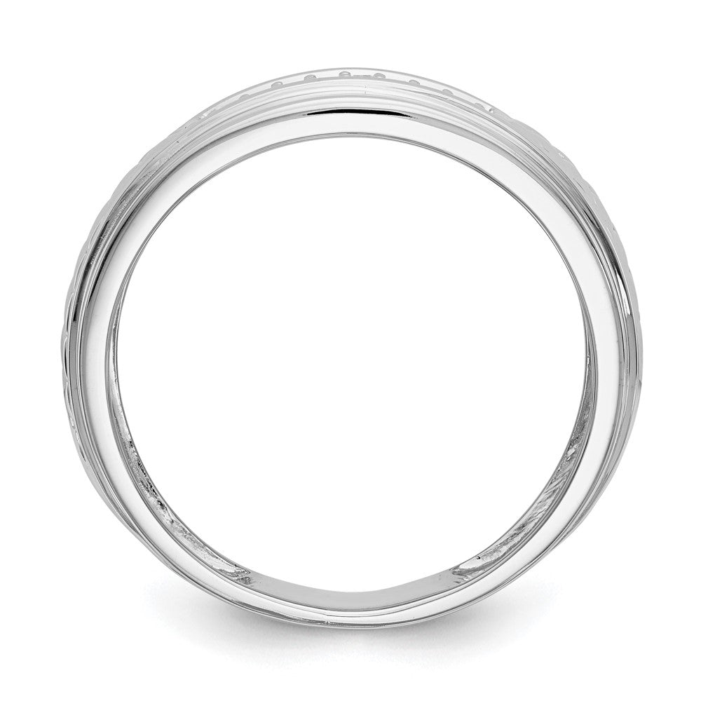 14K White Gold Diamond Trio Men's Wedding Band