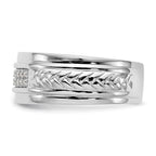 14K White Gold AA Quality 1/8 carat Diamond Trio Men's Wedding Band