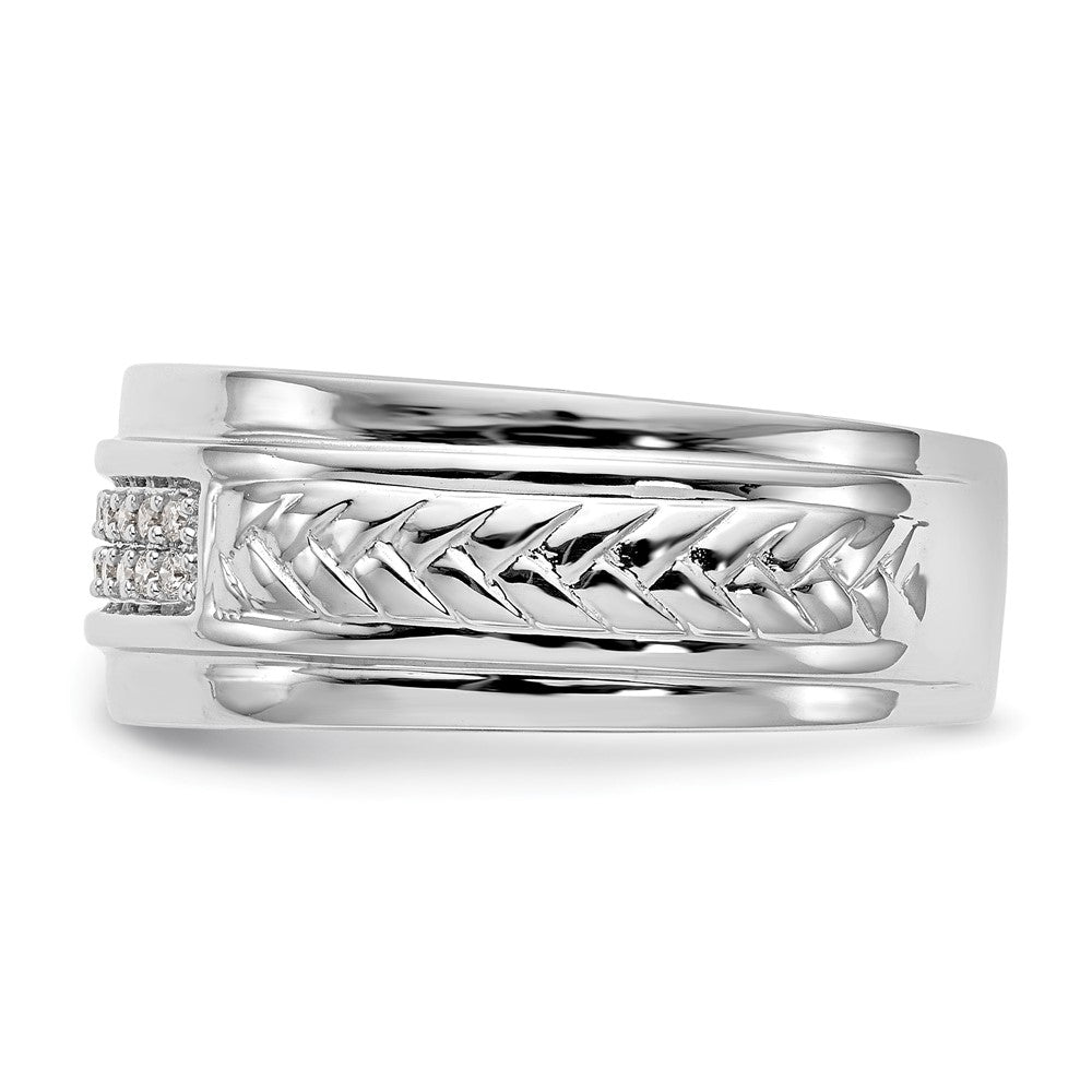 14K White Gold Diamond Trio Men's Wedding Band