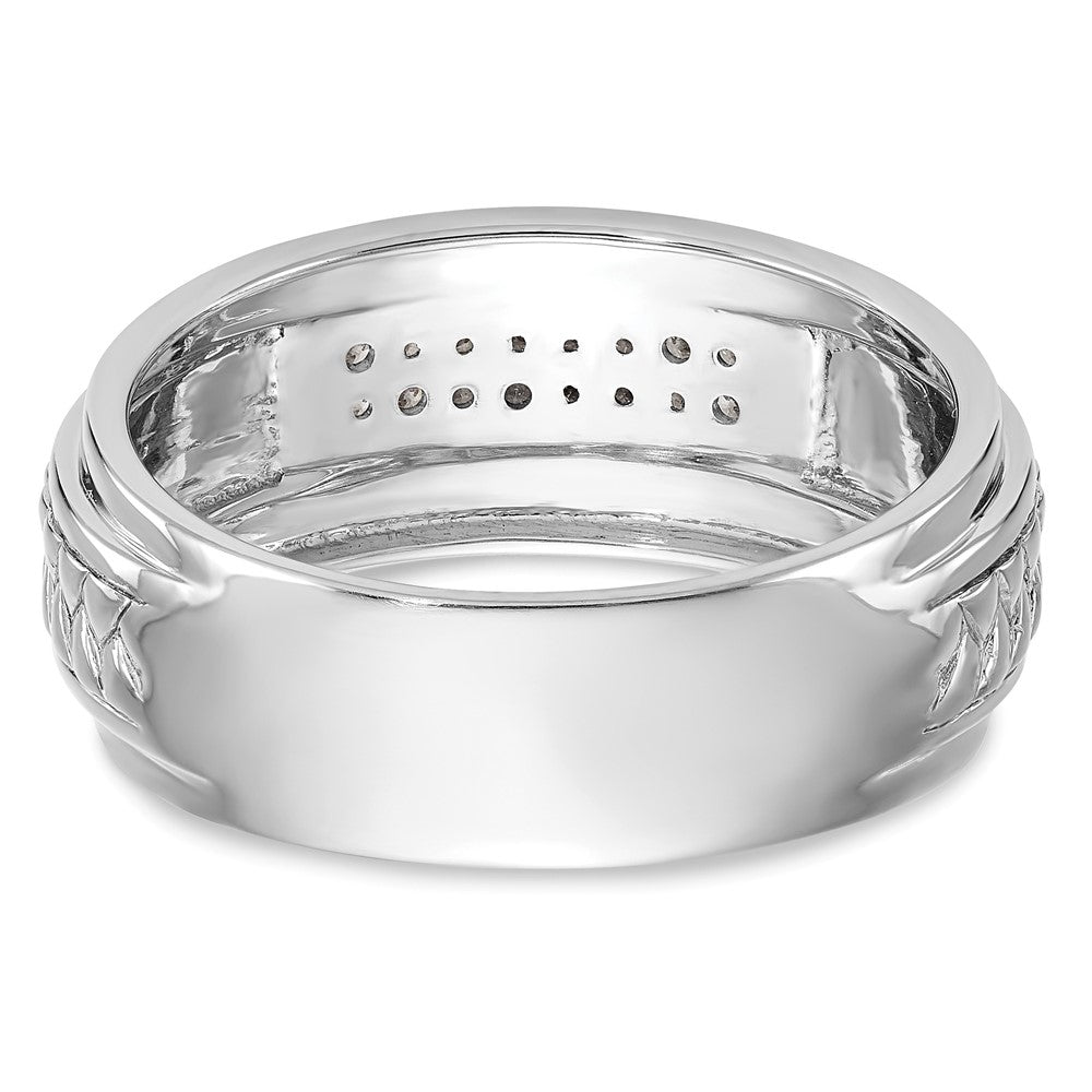 14K White Gold Diamond Trio Men's Wedding Band