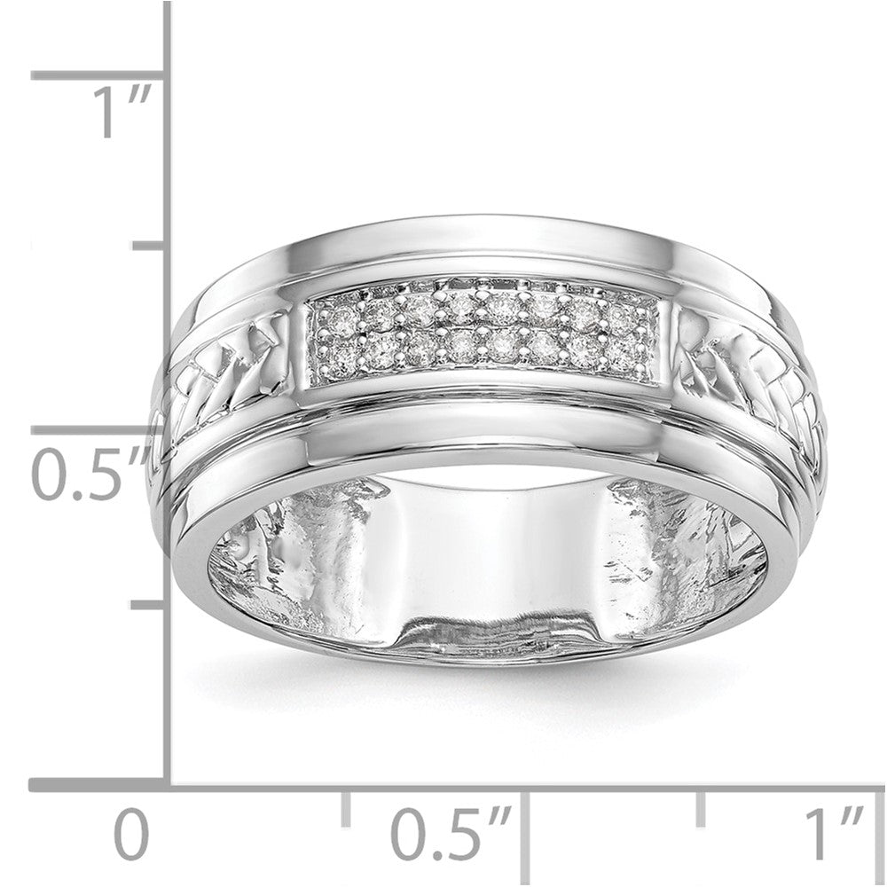 14K White Gold Diamond Trio Men's Wedding Band